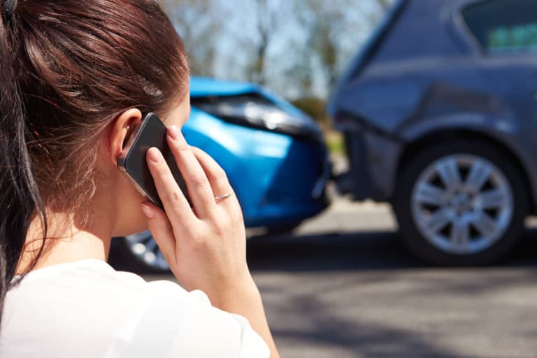 Woman calling after being at fault in a car accident in New York City
