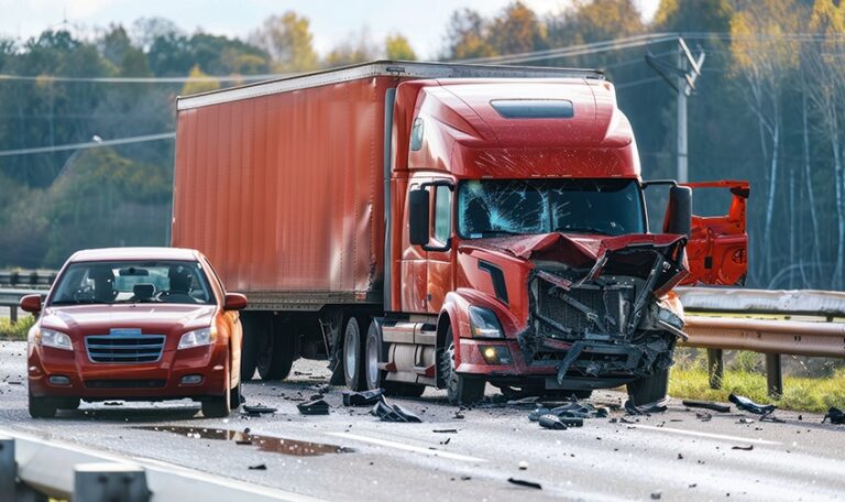 Semi-truck accident involving a commercial truck crash on highway