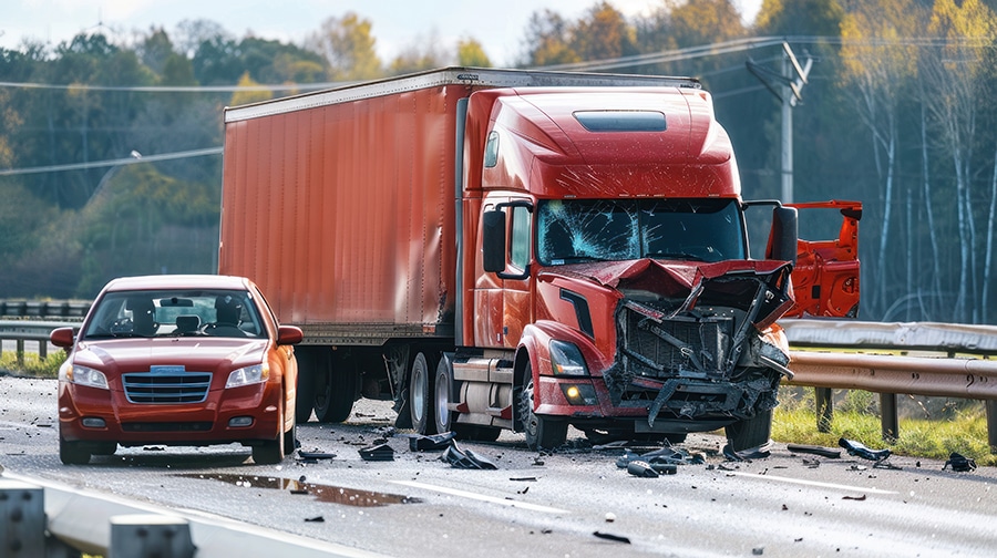 Semi-truck accident involving a commercial truck crash on highway